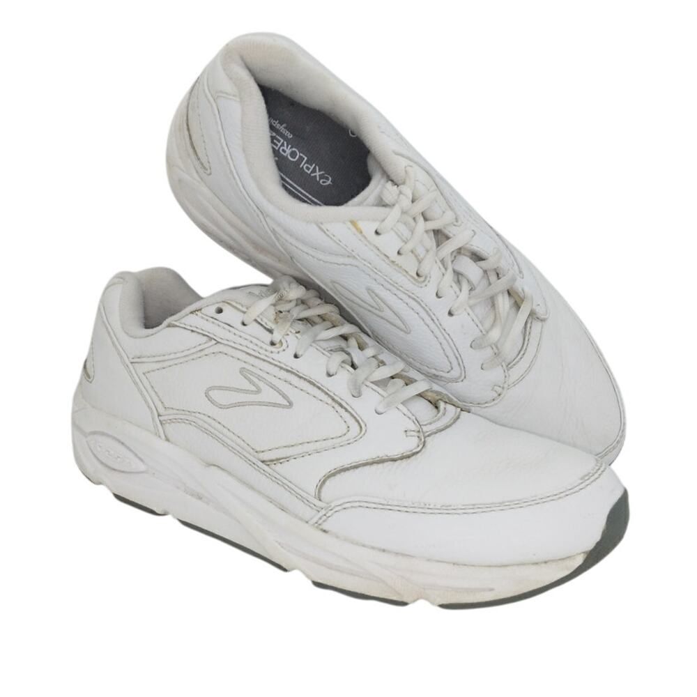 Brooks Addiction Womens Pre-owned White Leather Walking Sneakers - sz. 11 1/2